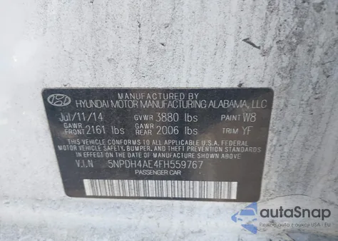 2015 Hyundai Elantra Se z USA, uszkodzony, nr VIN 5NPDH4AE4FH559767
